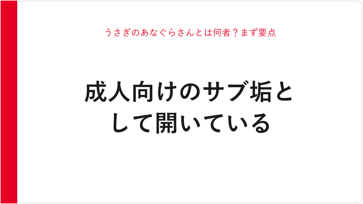 うさぎのあなぐらさんとは何者？まず要点