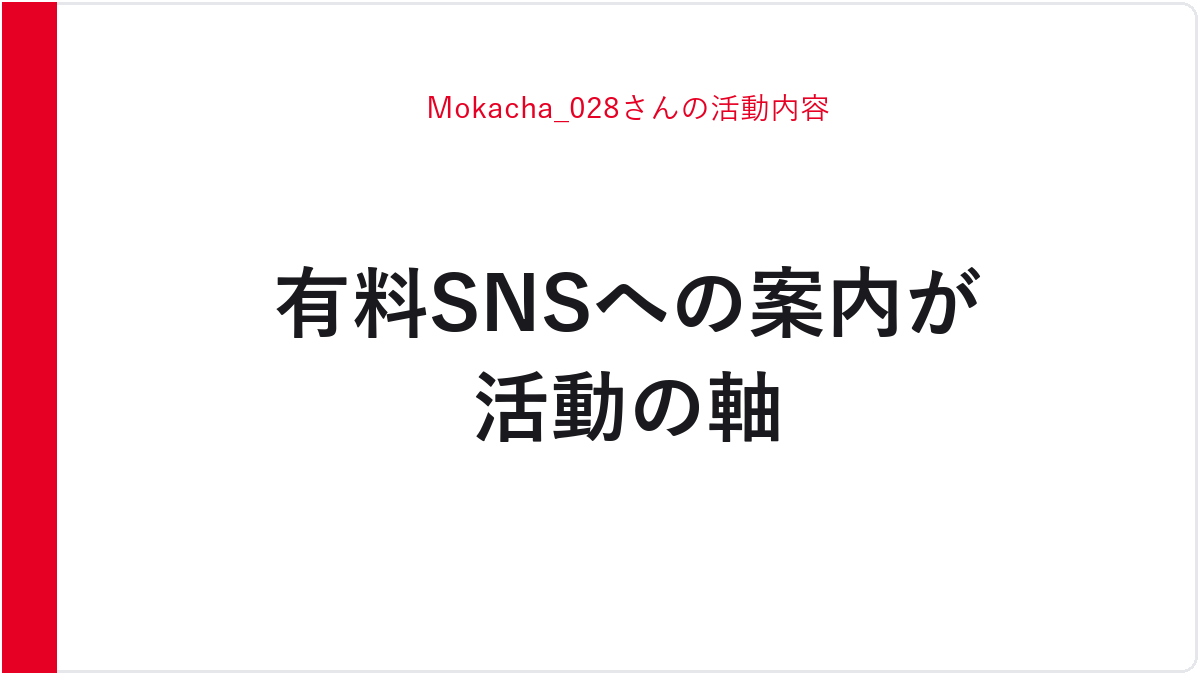 Mokacha_028さんの活動内容