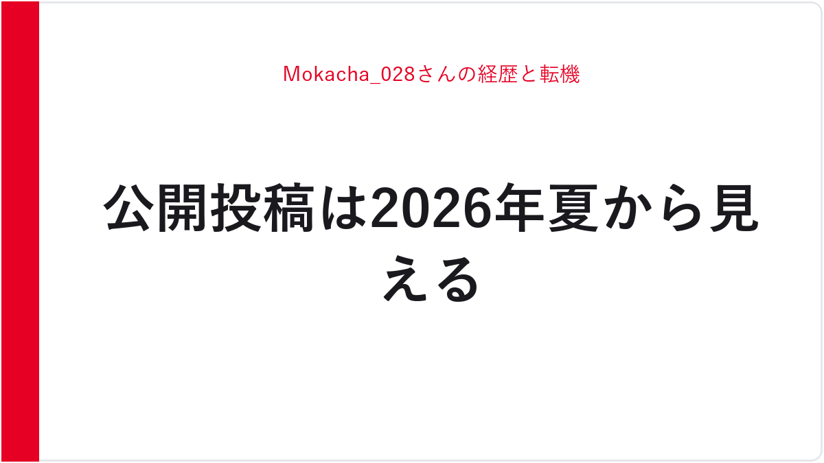 Mokacha_028さんの経歴と転機