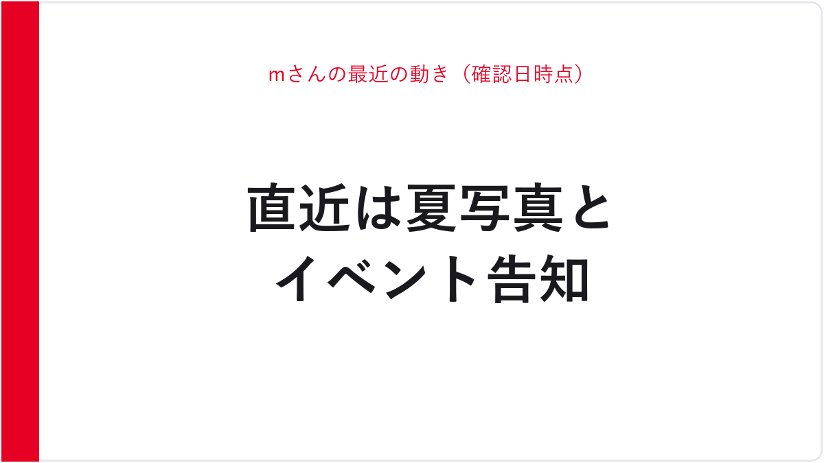 mさんの最近の動き（確認日時点）